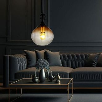 Globo Lighting Lampada a sospensione a LED nero lampada da soggiorno moderno tavolo da pranzo paralume in vetro fumo color oro, metallo, 1x 4W 320Lm bianco caldo