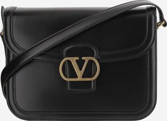 Valentino Garavani Womens Calfskin Shoulder Bag With Vlogo Detail Black