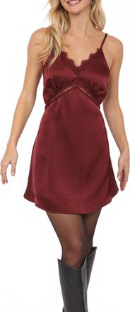 Sadie & Sage One Look Lace Trim Slip Dress In Burgundy