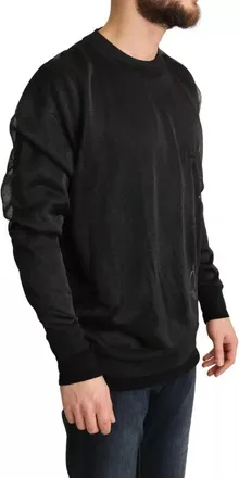 Dolce & Gabbana Black Logo Crewneck Long Sleeve Pullover Mens Sweater (Pre-Owned)