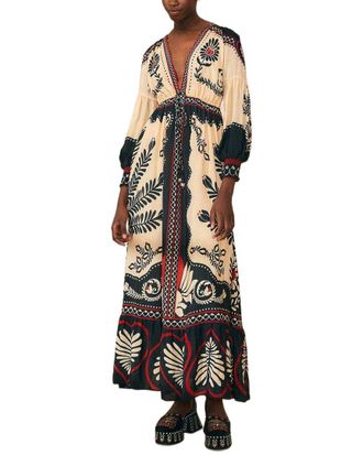 Farm Rio Passion Scarf Black Maxi Dress
