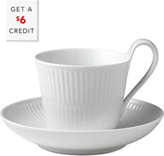 ROYAL COPENHAGEN White Fluted High Handle Cup & Saucer