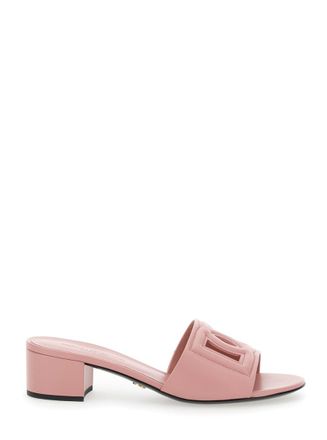 【関税＆送料込み】Dolce & Gabbana White Mules With Low Hee DG leather mules in white - Dolce Gabbana | Mytheresa