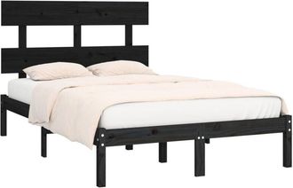 vidaXL Estructura De Cama De Madera Maciza Negra 140x190 Cm Vidaxl
