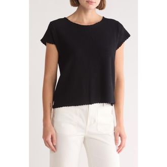 Adrianna Papell Boat Neck Cap Sleeve Seed Stitch Sweater in Black at Nordstrom Rack, Size X-Small