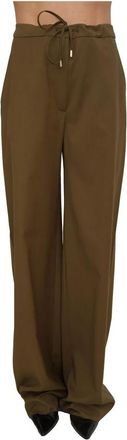 Max Mara Pantalone - Dames - Wijde Broeken - Groen - XL - Wol - Broeken