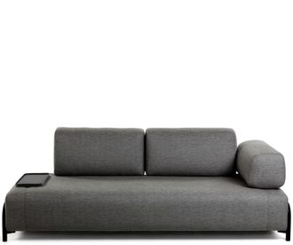 K Home 3-Sitzer Designsofa Flexx 232 cm mit kleinen Tablett - Anthrazit