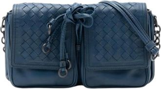 Bottega Veneta Pre-owned Cross Body Bags, female, Blue, Size: ONE SIZE Pre-owned Leather Crossbody Bag