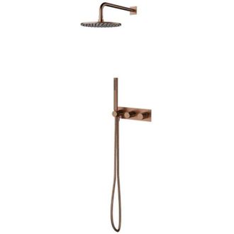 Omnires Omnires Contour - Juego De Ducha Con Grifo Empotrado, Con Cuerpo, Di&aacute;metro 25 Cm, Cobre Cepillado Sysct10cpb