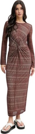 Twinset Strandjurk - Dames - Maxi kleedjes - Bruin - M - Leer - Kleedjes
