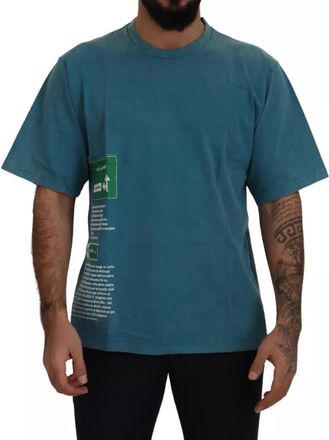 Dolce & Gabbana Blue Logo Print Crewneck Tee Cotton Mens T-shirt (Pre-Owned)