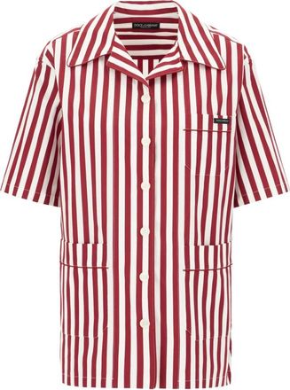Dolce & Gabbana Gestreepte overhemd met borstzak - Dames - Overhemden - Rood - S - Katoen - Overhemden