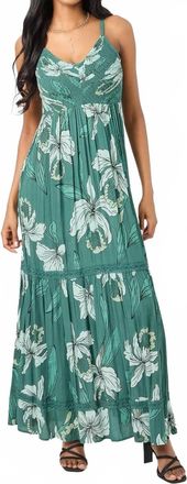 Angie Lace Trim Maxi Dress In Green