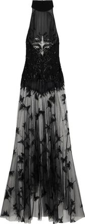 Blumarine Embroidered Tulle Maxi Dress