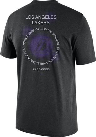 Nike x NBA Crossover Los Angeles Lakers Courtside Pattern Printing Round Neck Short Sleeve Black DH6737-010