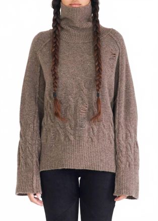 Isabel Benenato High Turtleneck Sweater In Taupe