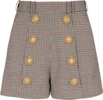 Balmain Wollen shorts met knopen - Dames - Bermuda - Veelkleurig - M - Wol - Korte Broeken