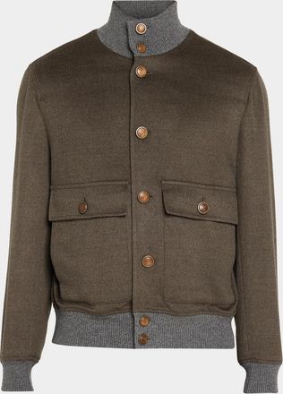 Brunello Cucinelli Men & apos;s Wool Button-Front Blouson