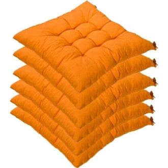 OEM Juego De 6 Cojines Cuadrados Para Silla, 40 X 40 Cm, Acolchados, C&oacute;modos Y Coloridos, Para Uso Interior Y Exterior (naranja) -crezuo