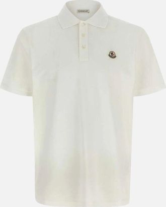 Moncler Mens Moncler Cotton Piquet White Polo Shirt - Size: 38