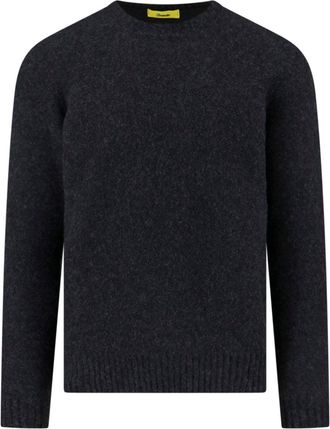 Drumohr Dark Grey Wool Sweater with Ribbed Finishes