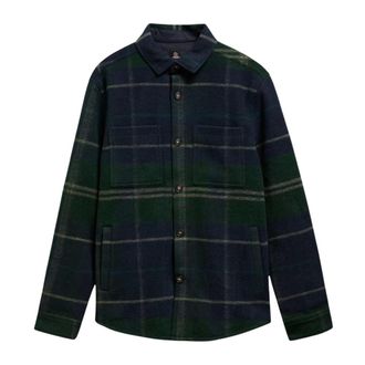 Barbour Woodlane Brushed Check Overshirt - Heren - Jassen - Blauw - Maat: L Wol