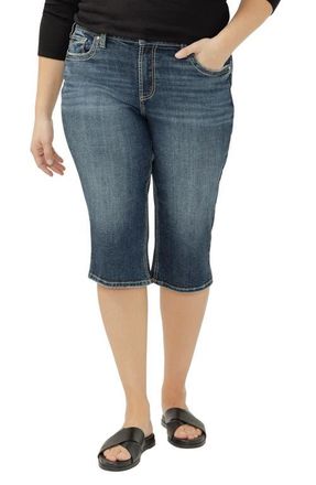 Silver Jeans Co Suki Heritage Curvy Mid Rise Capri Jeans in Blanche at Nordstrom, Size 22W