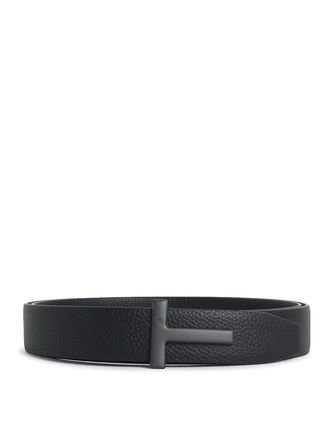 Tom Ford t icon black leather belt