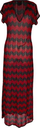 Missoni Chevron Maxi Dress in Red and Black Viscose