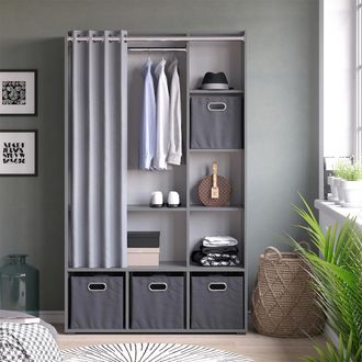 Vicco Armario De Ropa Luigi, Gris, 105.8 X 178.1 Cm Con Cajones Abatibles (gris) Vicco