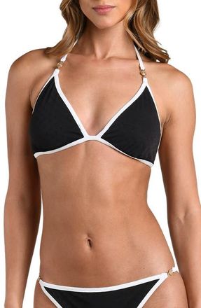 L'agence Fine Line Underwire Triangle Bikini Top in Black at Nordstrom, Size X-Large