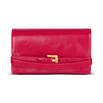 Balmain Shoulder Bags, female, Pink, ONE SIZE, Shuffle calfskin wallet with chain