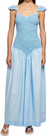 S/W/F Cap Sleeve Mottled Maxi Dress In Sky Blue