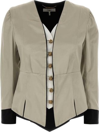 Chlo&eacute; Light Grey Satin Blazer