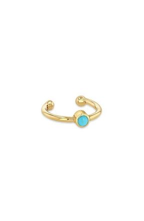 Zo&euml; Chicco Turquoise Bezel Single Ear Cuff in Yellow Gold at Nordstrom