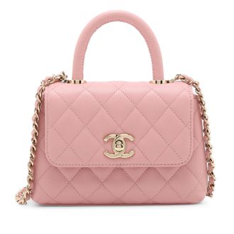 Chanel Pink Extra Mini Quilted Caviar Coco Top Handle Bag