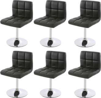 Hhg Hhg - Nunca Usado] Lote De 6 Sillas De Comedor Silla Giratoria Silla Kavala Polipiel Cromo, Gris
