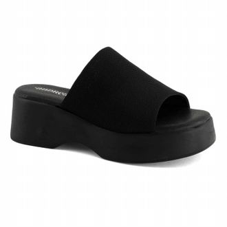 Andrea Womens Slide Sandals In Black