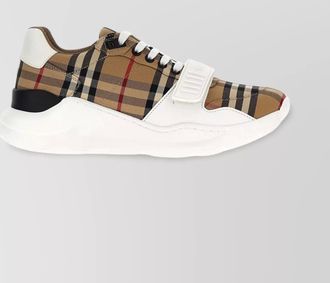 Burberry checked round toe sneakers with rubber sole