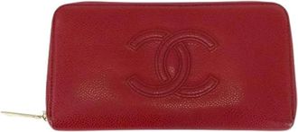Chanel Pre-owned Wallets, female, Red, Size: ONE SIZE Pre-owned Red Leather Wallet with Gold Hardware