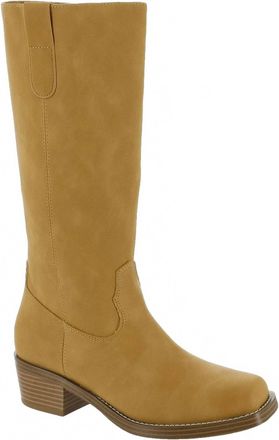 Mia Womens Duston Tall Stacked Heel Boots In Beige