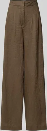 Stefanel Wide Fit Hose mit Bundfalten Modell Ginkoli in Mittelbraun, Gr&ouml;&szlig;e 34