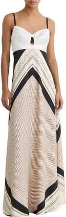 Reiss Myra Print Tie Back Maxi Dress in Ivory/Black at Nordstrom, Size 10 Us