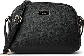 Kate Spade New York Serena Double Zip Dome Crossbody Wallet Womens Handbags Black, Leather