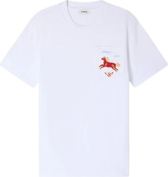 Sandro embroidered chest-pocket T-shirt - men - Cotton - M - White