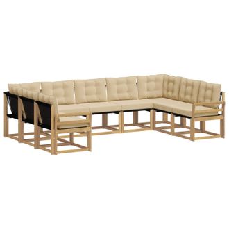 vidaXL Conjunto De Sof&aacute;s De Exterior Con Coj&iacute;n 9 Pcs Y Beige Vidaxl