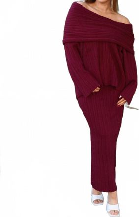 Le Lis Blanc Deux Rhyka Off Shoulder Sweater In Burgundy
