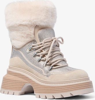 Michael Kors Shiloh Embellished Mixed-Media Boot