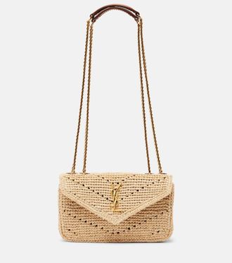 Saint Laurent Bolso al hombro Loulou Mini de rafia