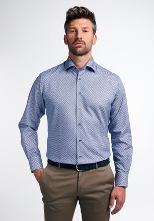 Eterna Langarmhemd ETERNA MODERN FIT, Herren, Gr. 46, Normalgr&ouml;ssen, blau (navy), 100% Baumwolle, tailliert, Manschette, Hemden Langarmhemd, NON IRON (b&uuml;gelf